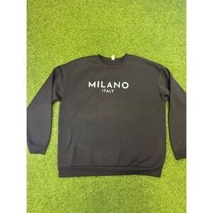 Milano‎ Italy Black Graphic Sweatshirt Mens 3XL Crew Neck Fleece Pullover